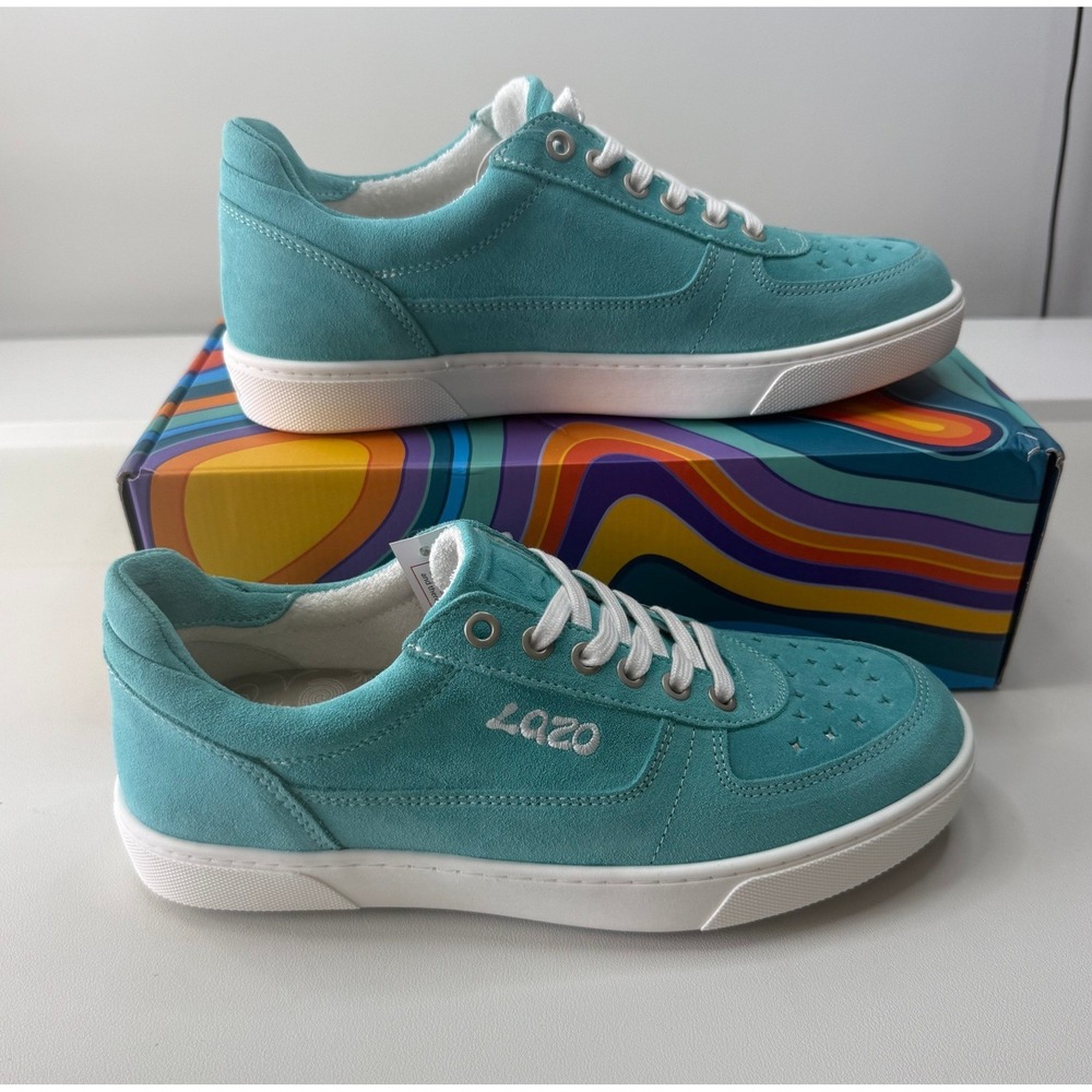 Lazo Hype Suede Sneakers Caribbean Blue White Low Top Made Portugal Womens 9 NEW